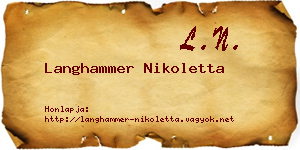 Langhammer Nikoletta névjegykártya